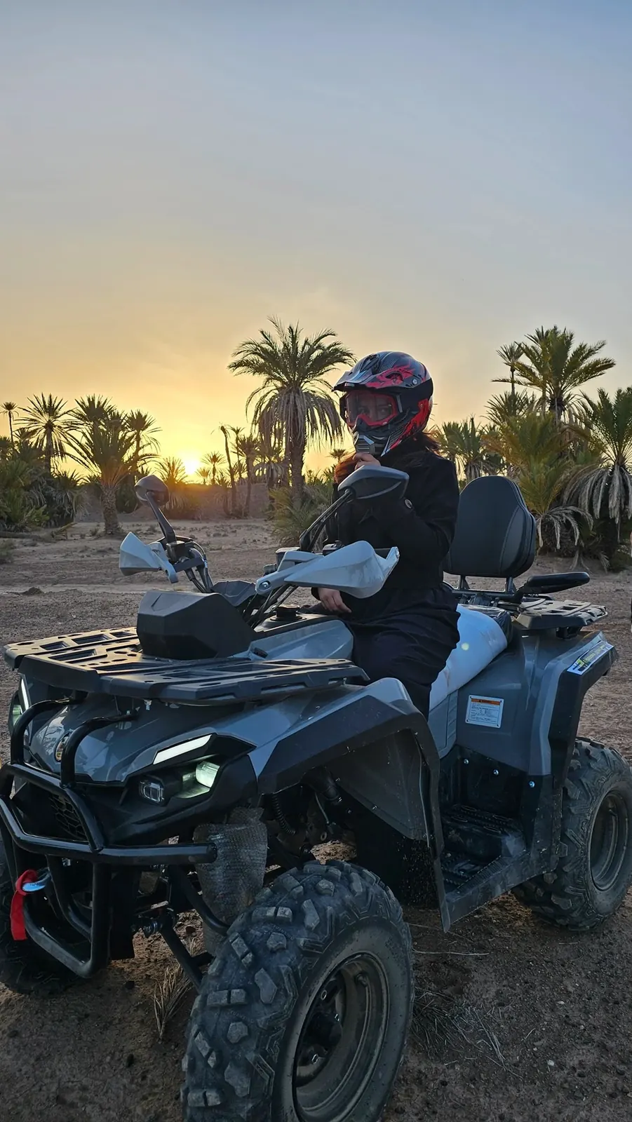 Quad bikes lined up in the desert